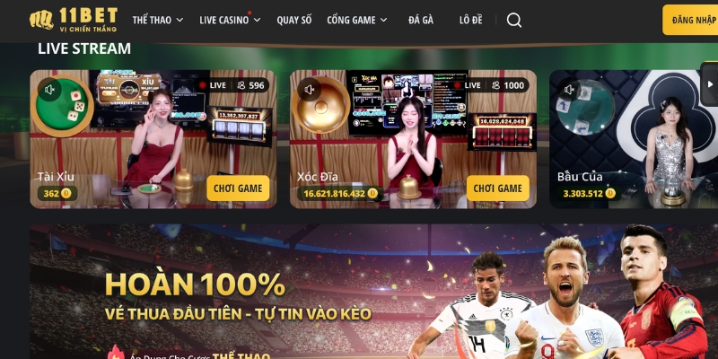 Các sản phẩm cá cược tại nhà cái uy tín 11Bet