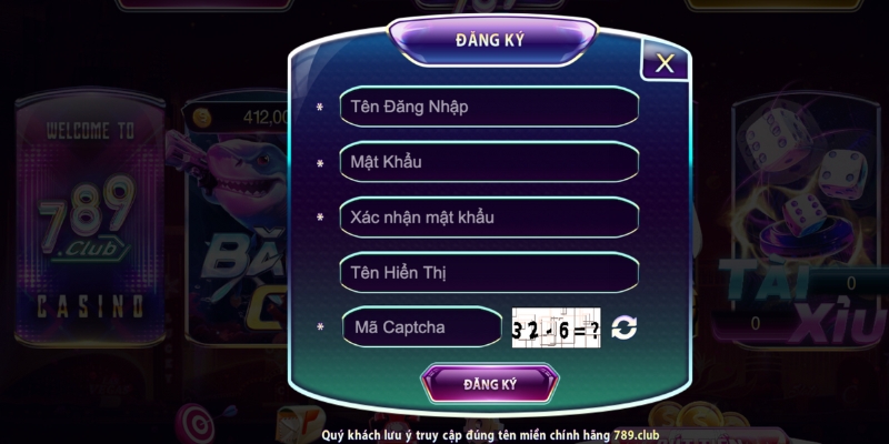 Đăng ký tài khoản để trải nghiệm tại 789Club